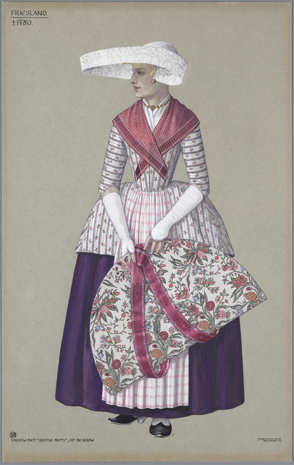 Vrouw met 'Duitse muts', Friesland circa 1780
