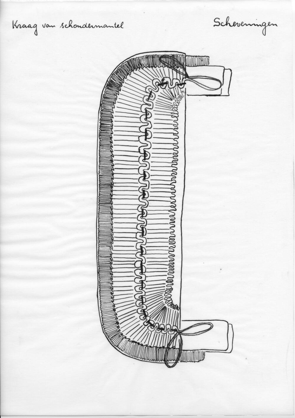 Tekening van de kraag van een schoudermantel, Scheveningen