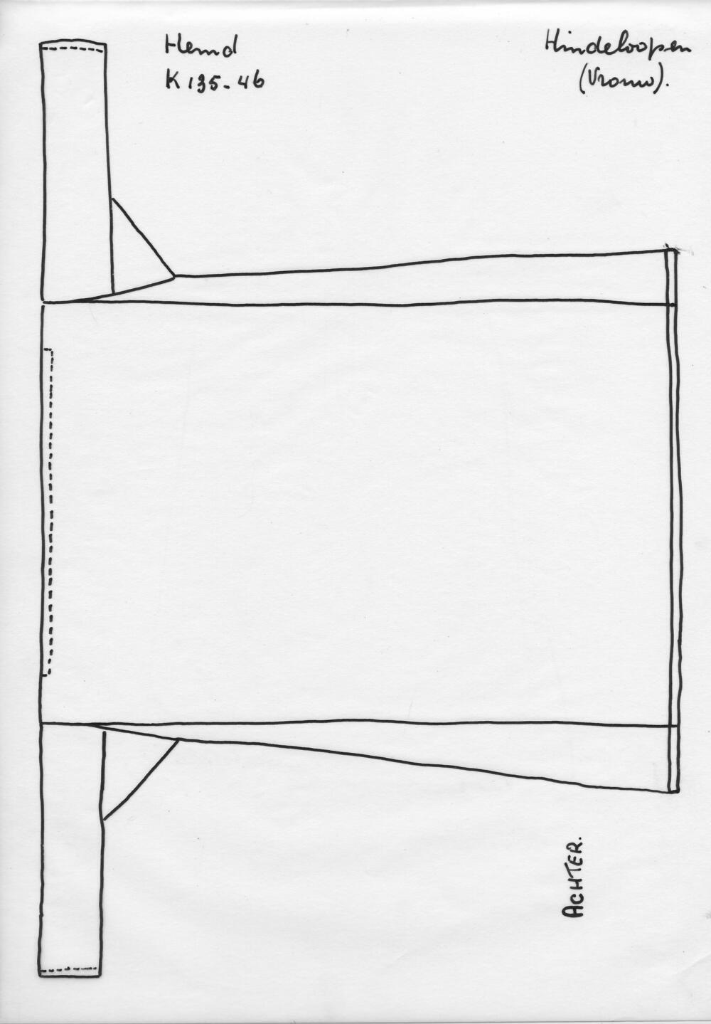 Tekening van achterzijde hemd, Hindeloopen