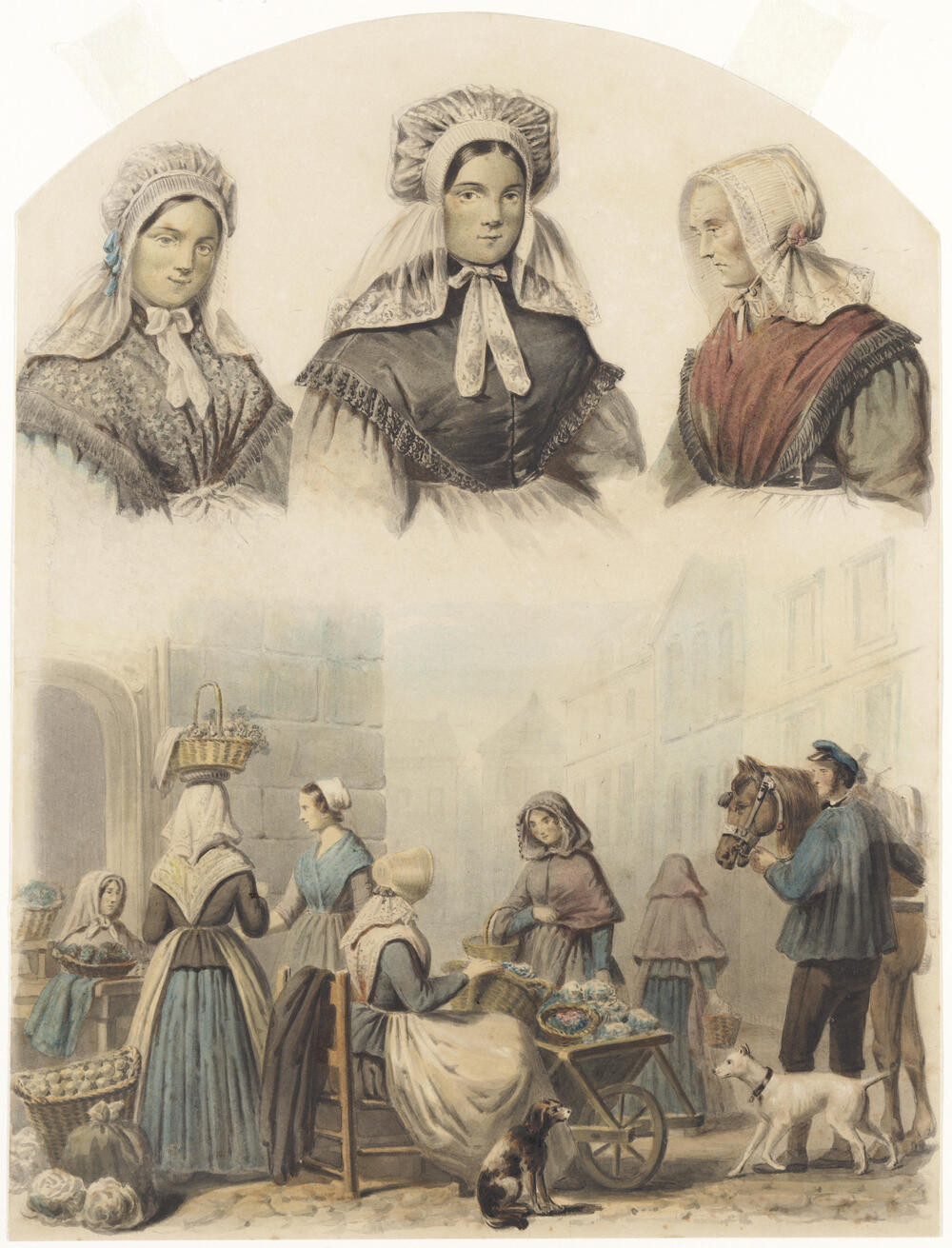 Markttafereel met figuren in de dracht van Limburg