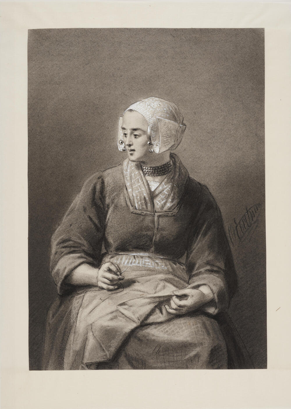Vrouw in streekdracht uit Laren, 1875–1926