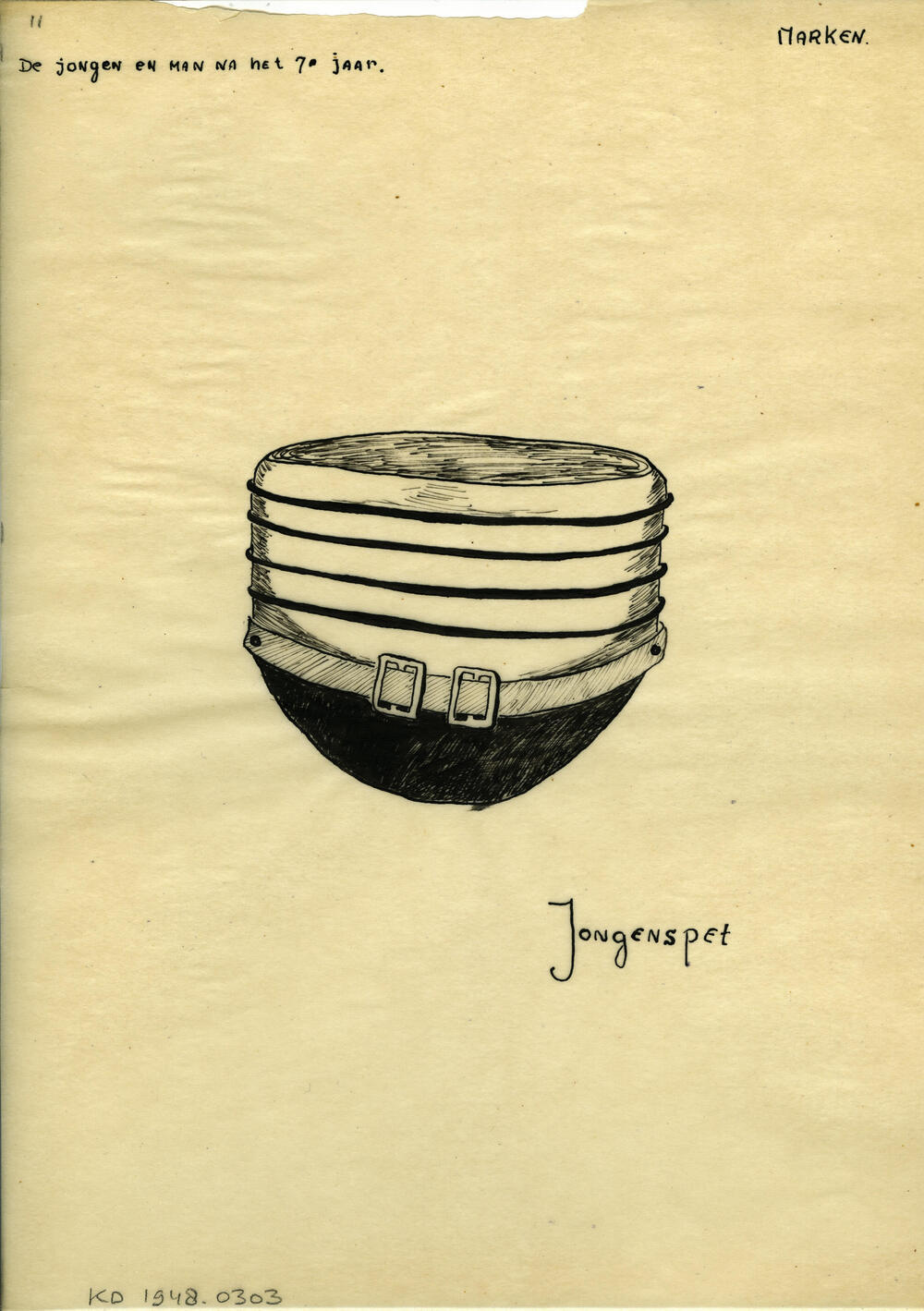 Tekening van een jongenspet, Marken