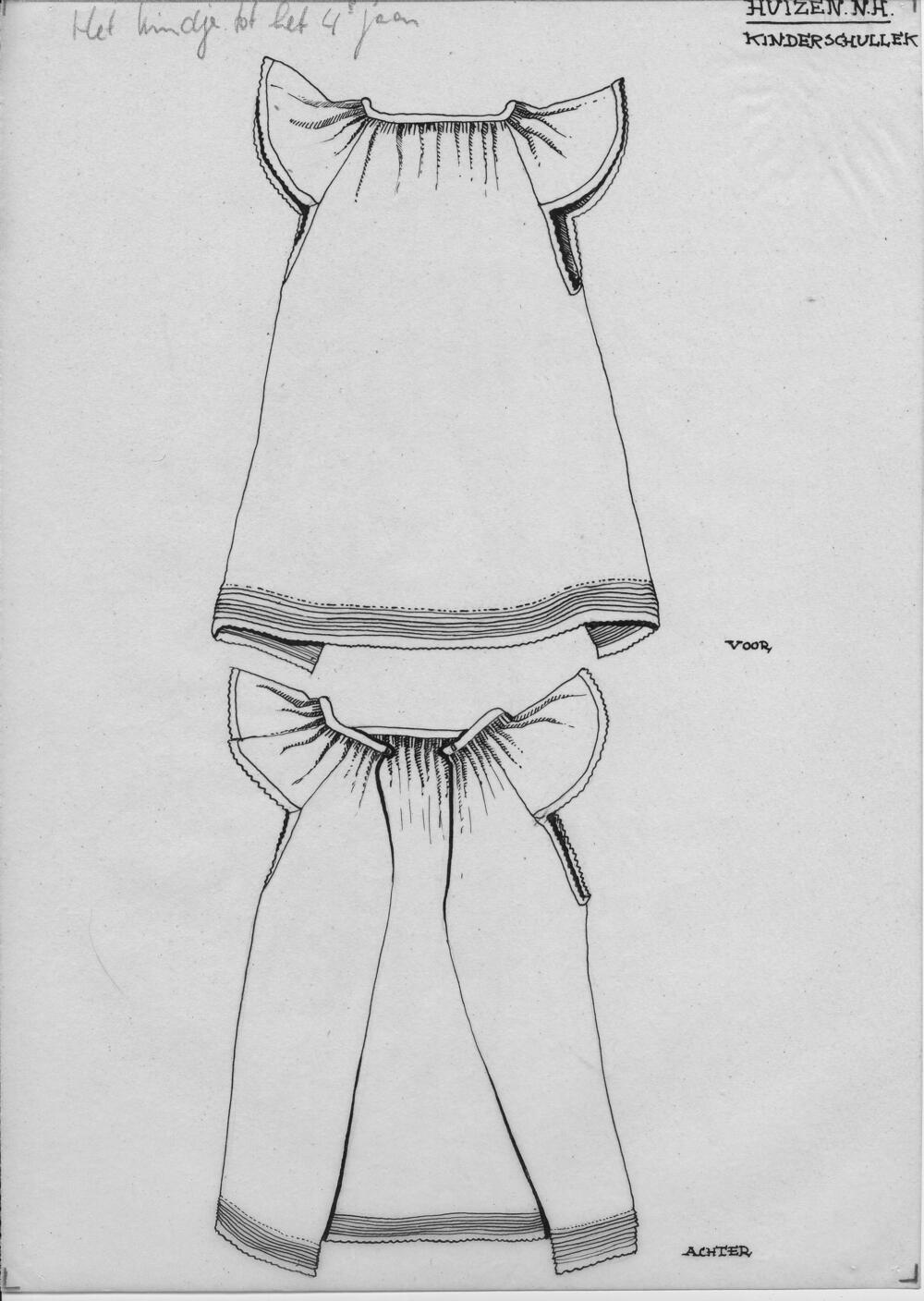 Tekening van een 'kinderschullek', Huizen