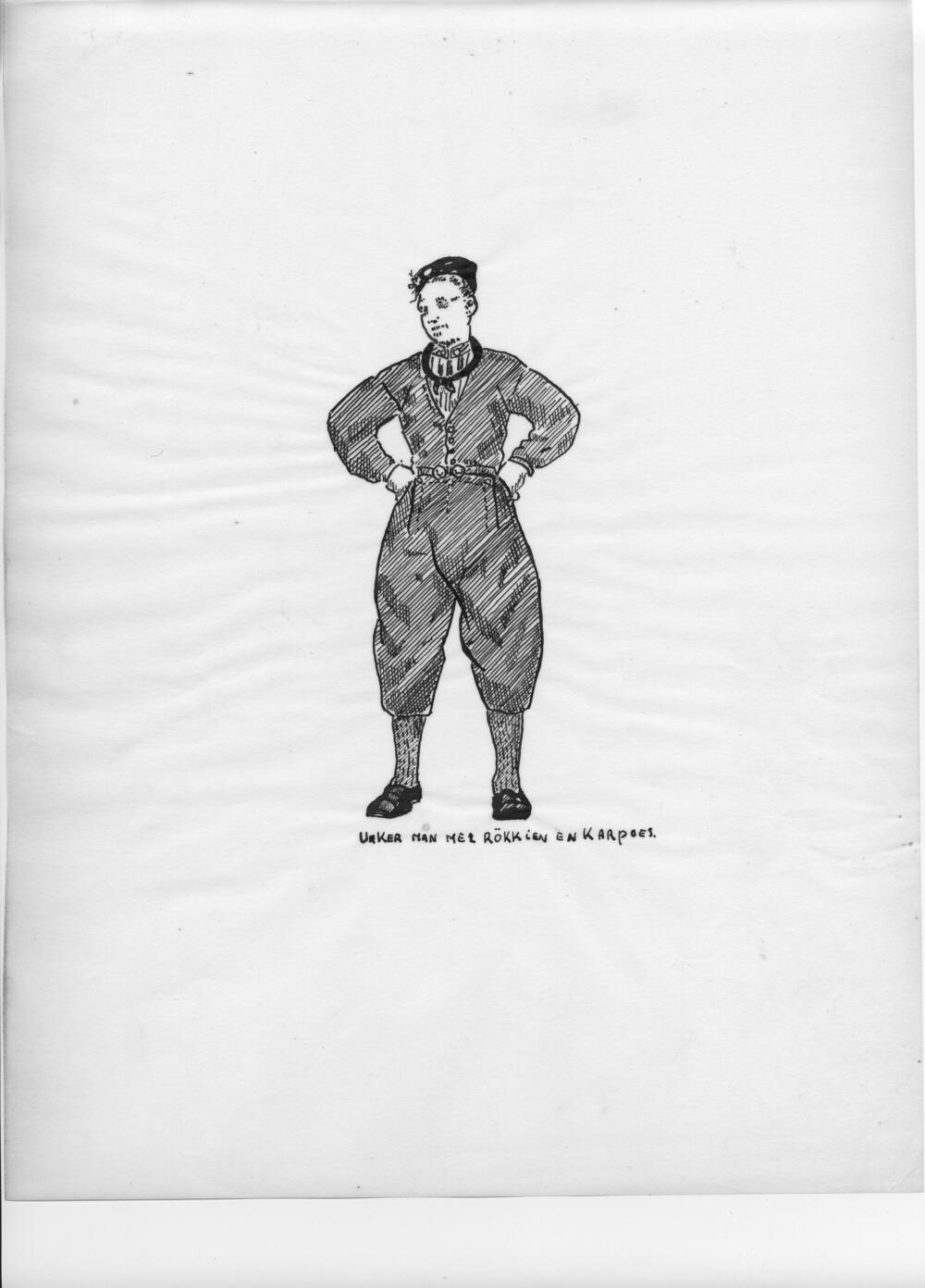 Tekening van een Urker man