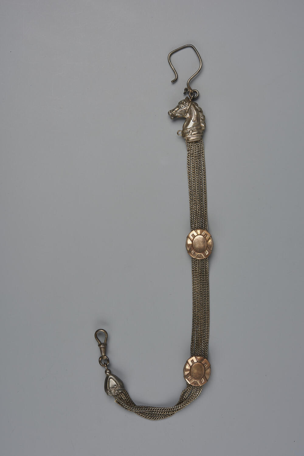 Zilveren horlogeketting met paardenhoofd en schuifjes, Holten, 1893–1905