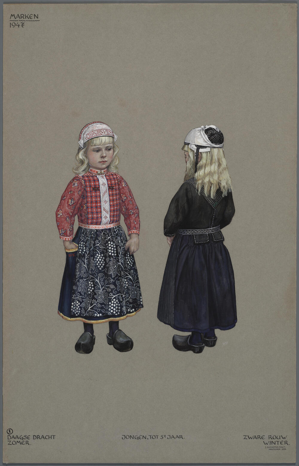 Jongens in streekdracht, Marken 1947