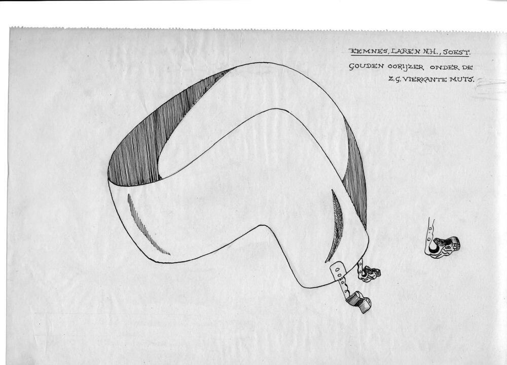 Tekening van gouden oorijzer, Eemnes, Laren en Soest