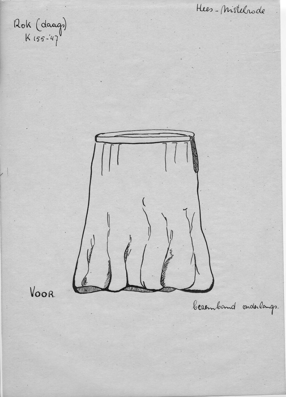 Tekening van voorzijde rok, Heesch en Nistelrode