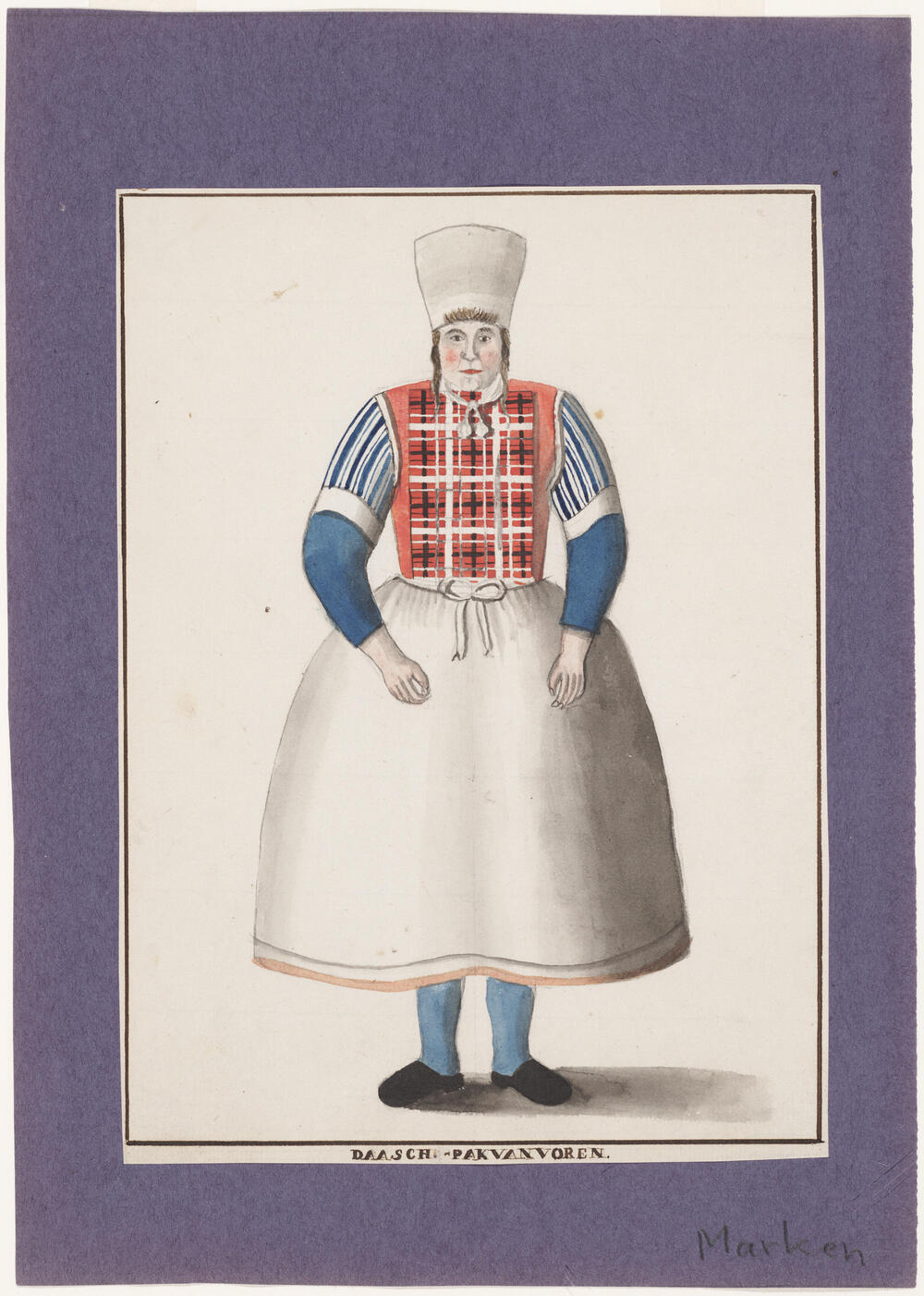 Vrouw in doordeweekse dracht, Marken, 1800–1900