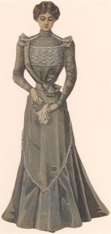 Vel met opgeplakte modebladknipsels van ca. 1890-1910