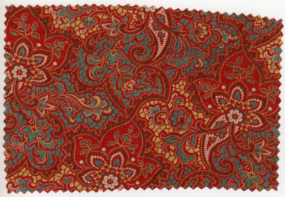 Katoen, bedrukt met kasjmier motief, 1875–1925