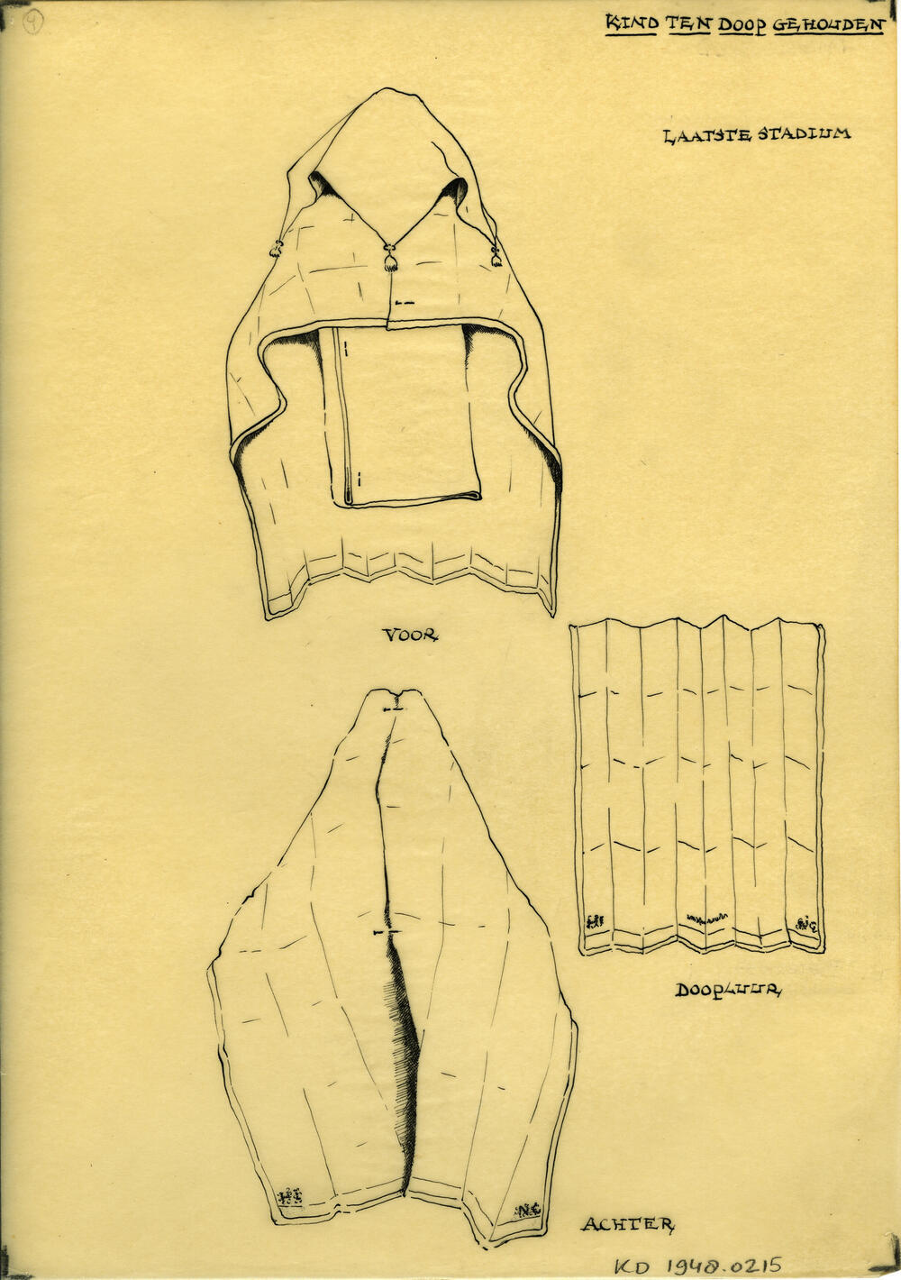 Tekening van laatste stadium van kind ten doop, Marken