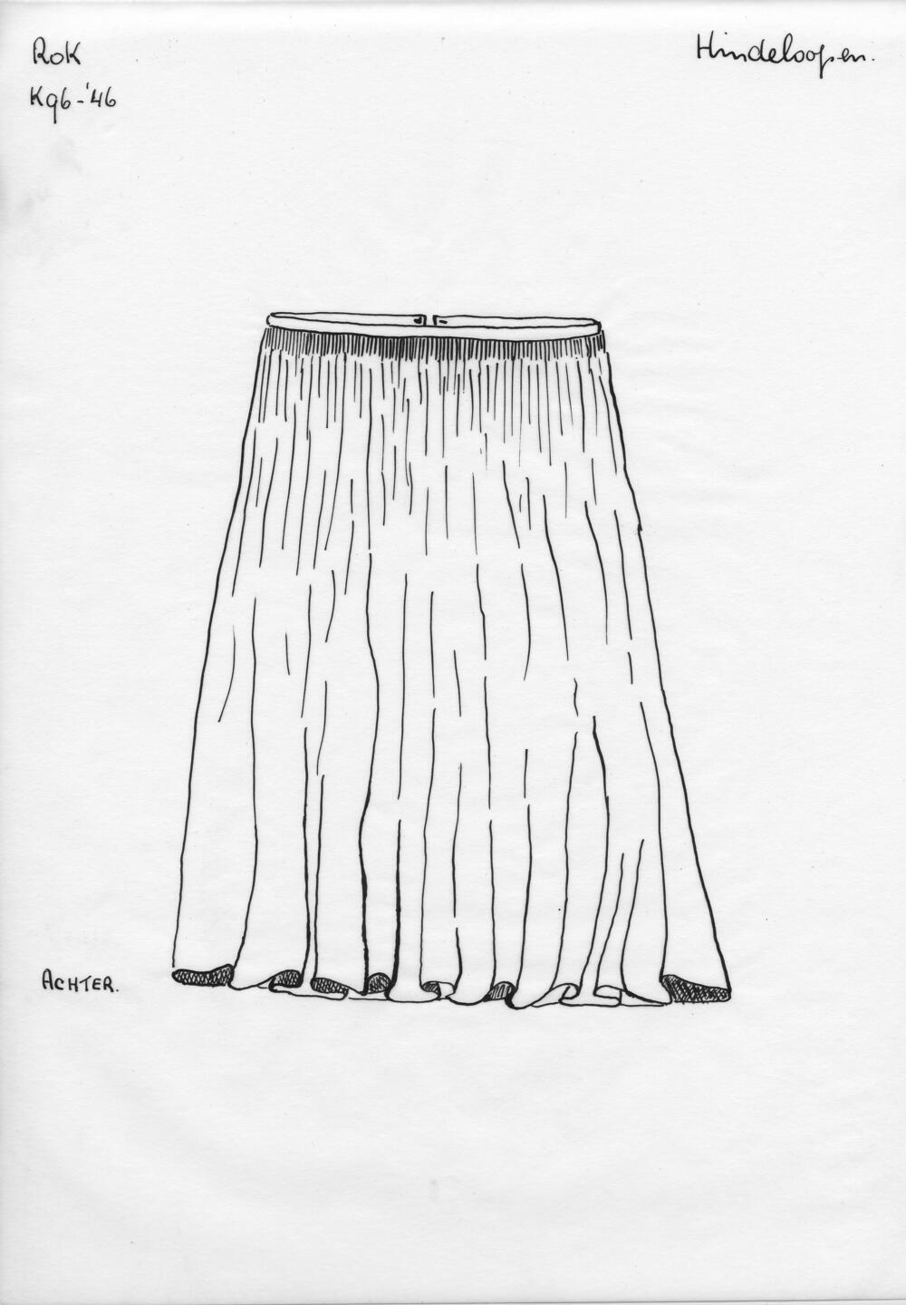 Tekening van achterzijde rok, Hindeloopen