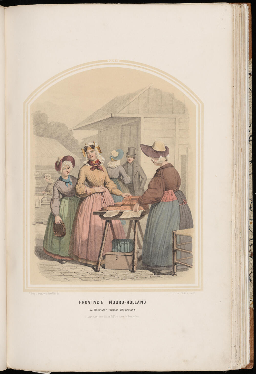 Groepje vrouwen in de drachten van de Noord-Hollandse polders: De Beemster, Purmer, Wormer enz.