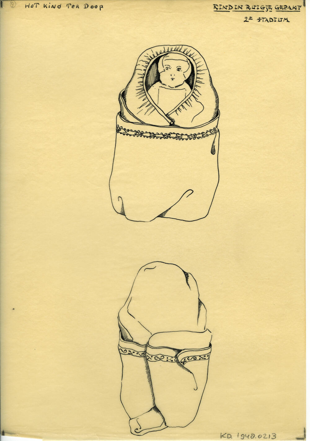 Tekening van het kind in ruigje, Marken