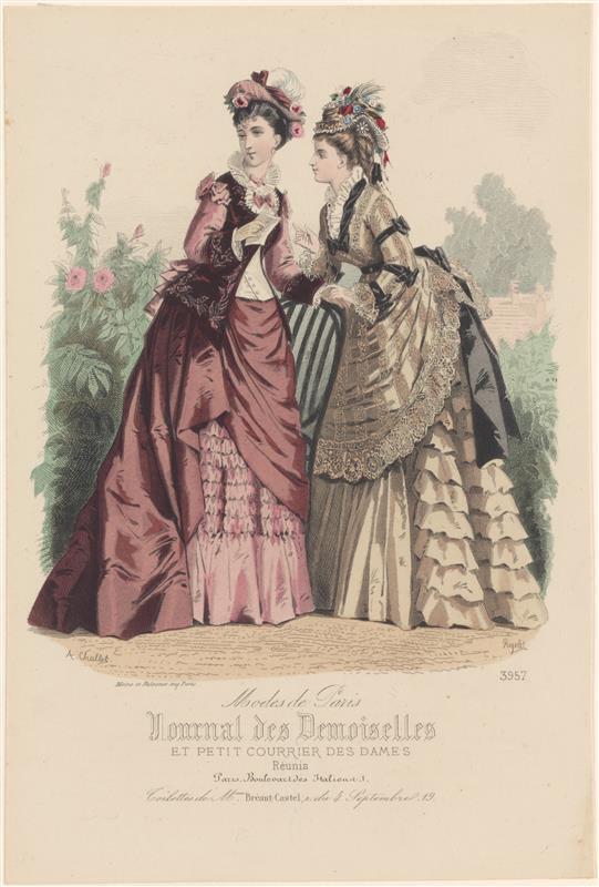Een van negen modeprenten uit Journal des Demoiselles