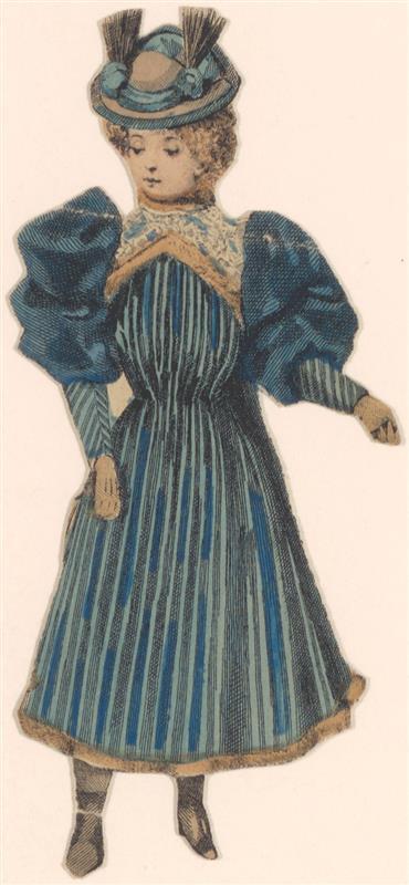Vel met opgeplakte modebladknipsels van ca. 1890-1910