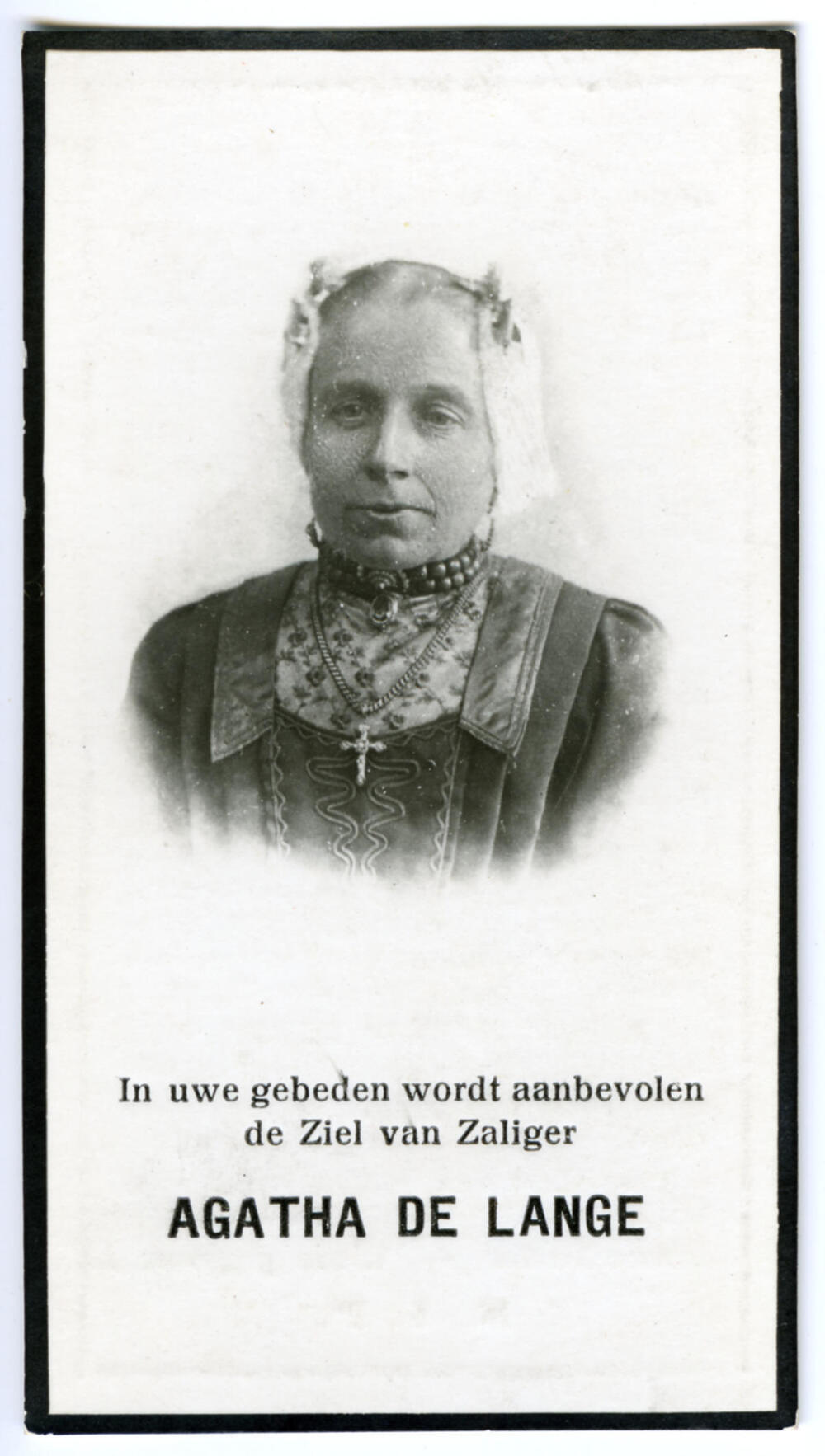 Bidprentje van Agatha de Lange, 1942