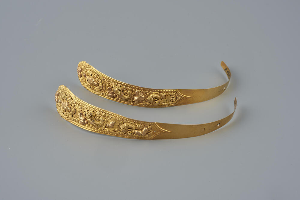 Paar gouden zijnaalden, Blaricum, 1864