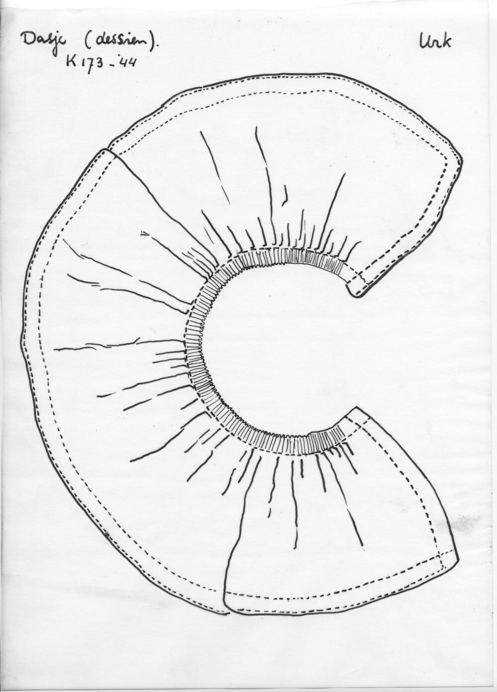 Tekening van een dasje of 'dessien', Urk