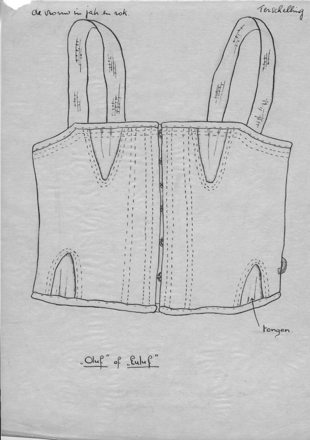 Tekening van een 'oluf' of 'euluf', Terschelling