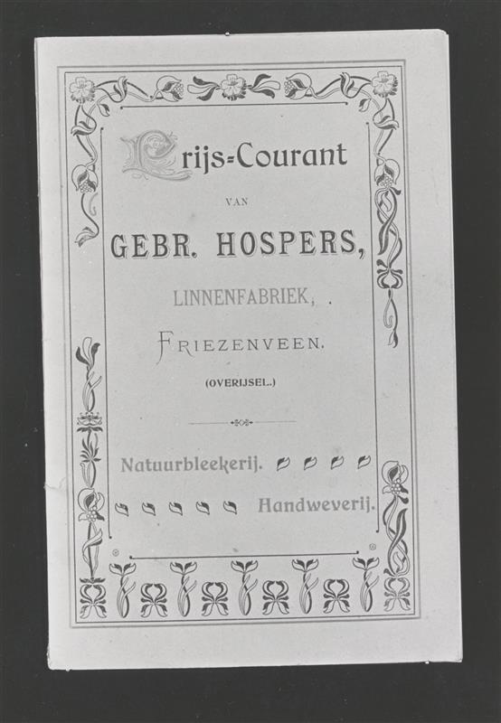 Prijscourant van linnenfabriek