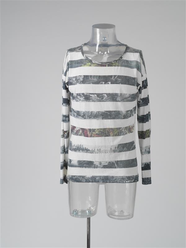 t-shirt met lange mouwen met gestreepte foto print