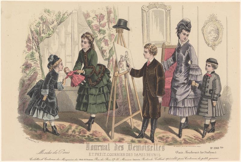 Een van negen modeprenten uit Journal des Demoiselles