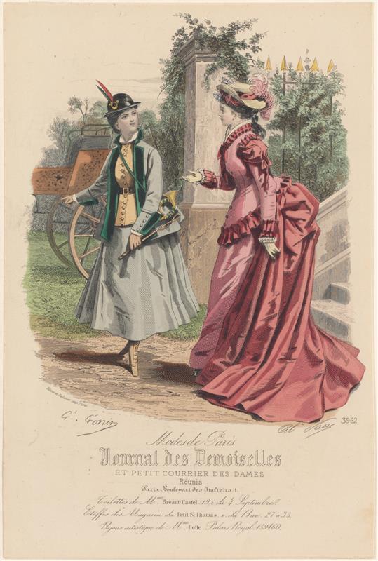 Een van negen modeprenten uit Journal des Demoiselles
