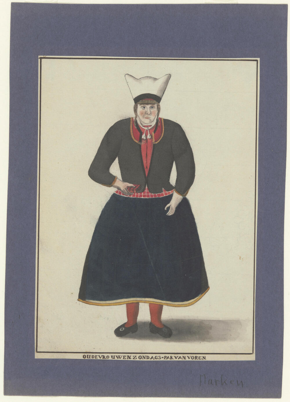 Vrouw in zondagse dracht, Marken, 1800–1900
