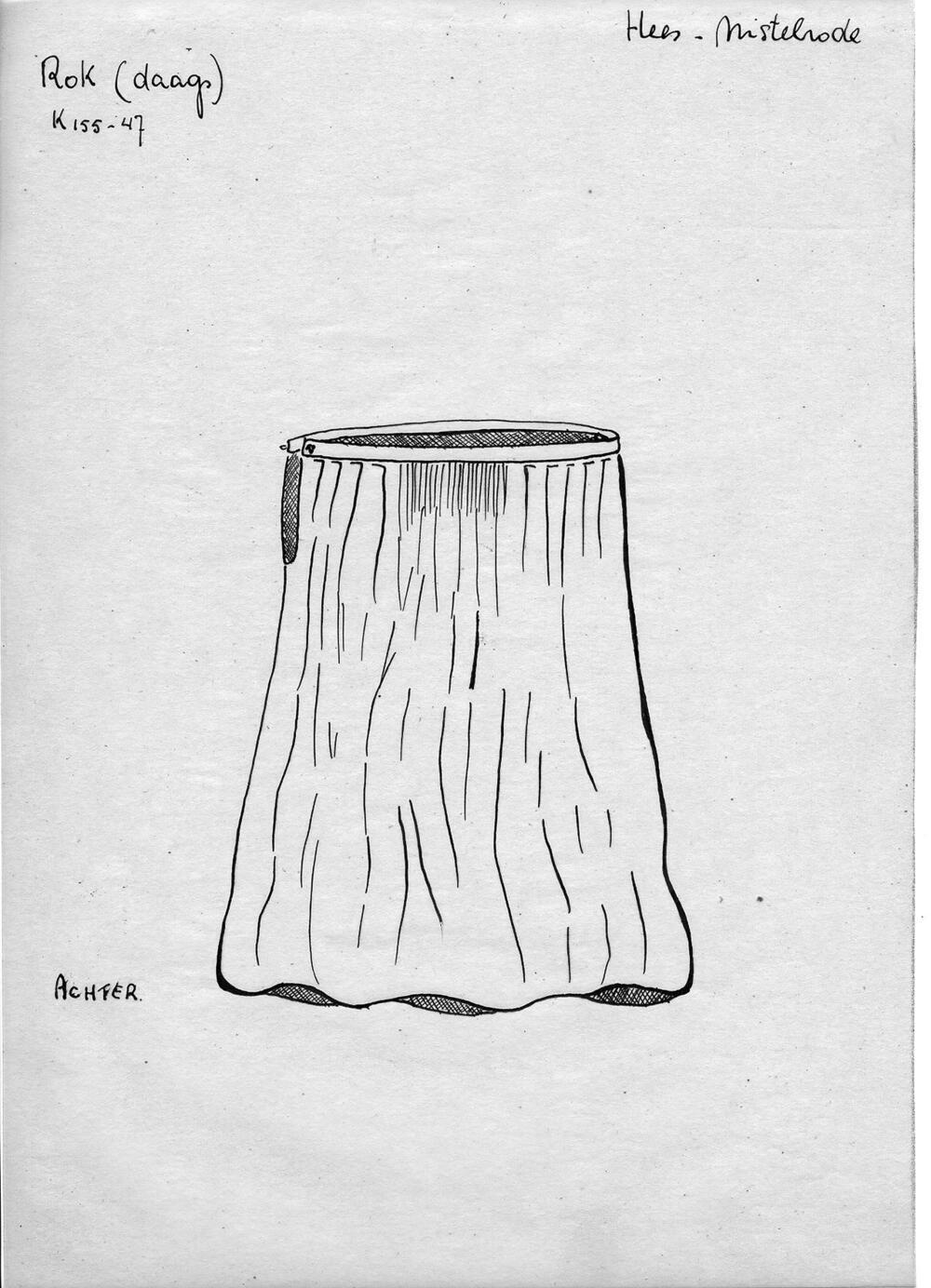 Tekening van achterzijde rok, Heesch en Nistelrode