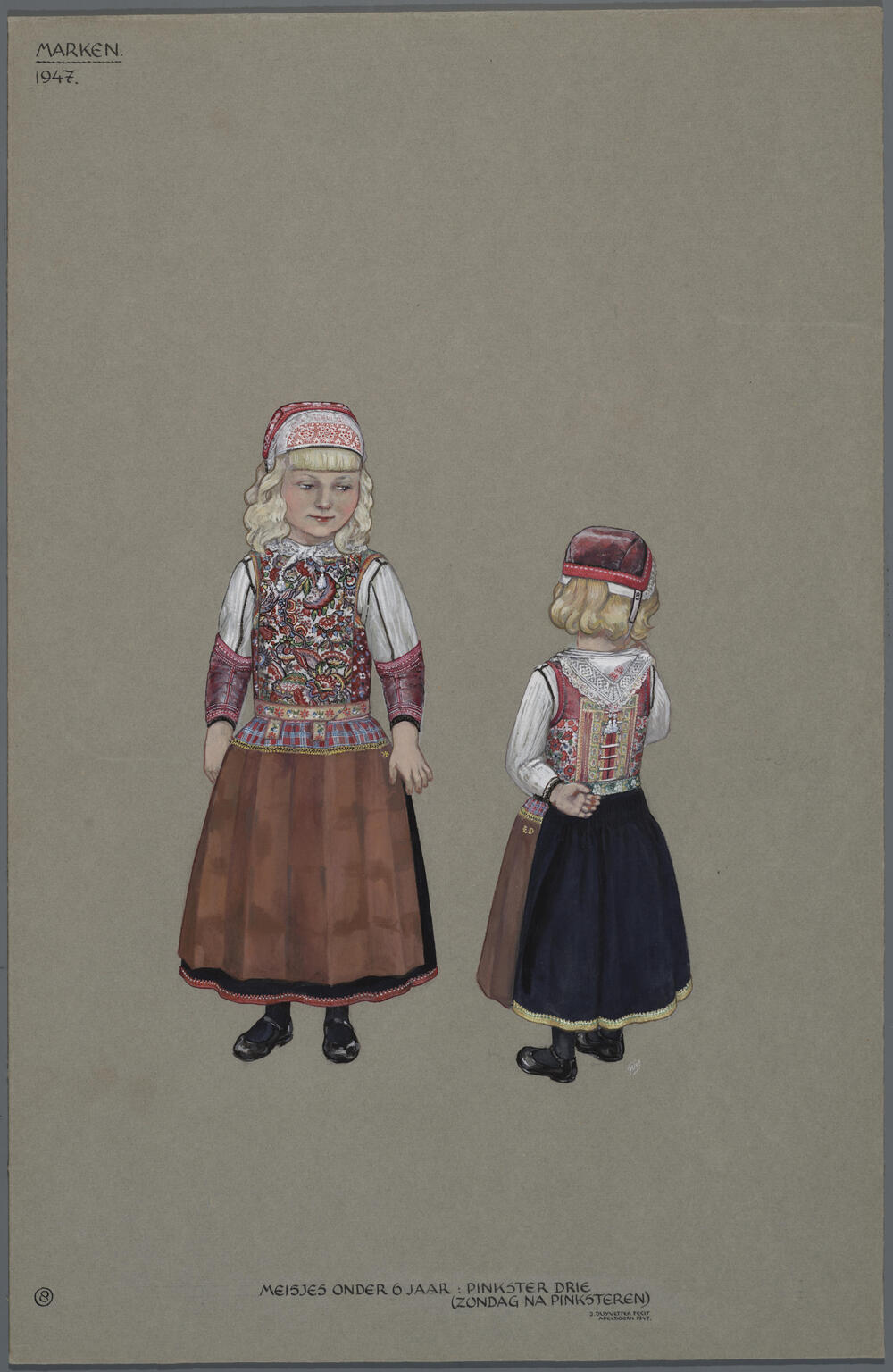 Meisjes in pinksterdracht, Marken 1947