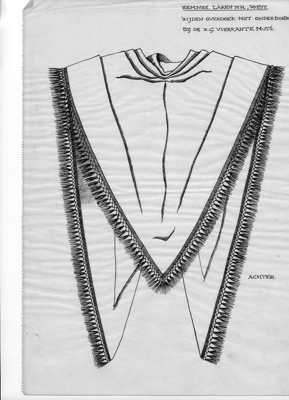 Tekening van achterzijde overdoek, Eemnes, Laren en Soest