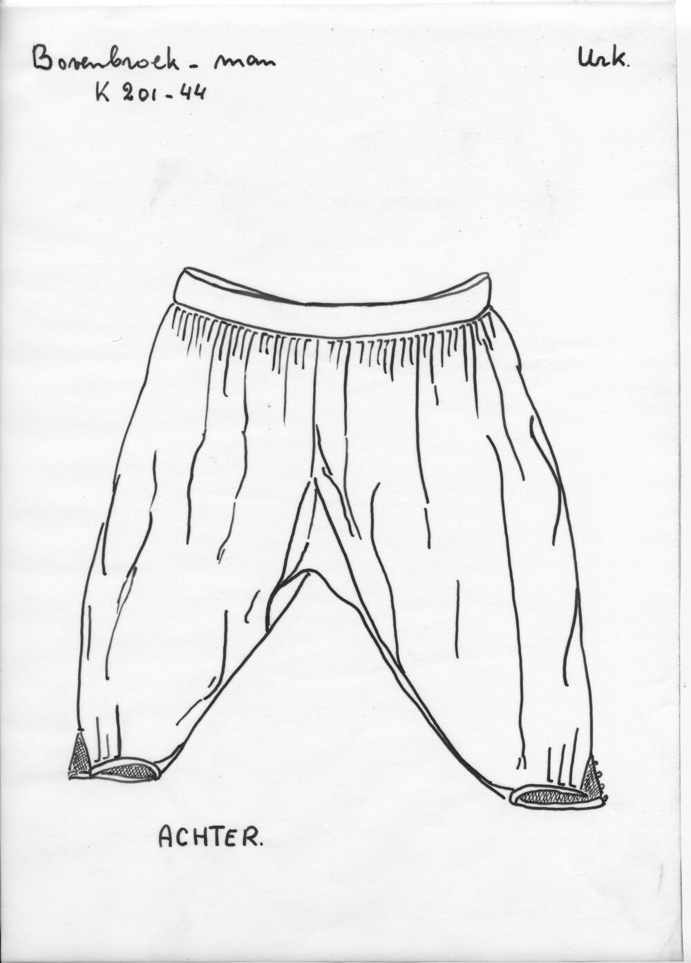 Tekening van een mannenbovenbroek, Urk