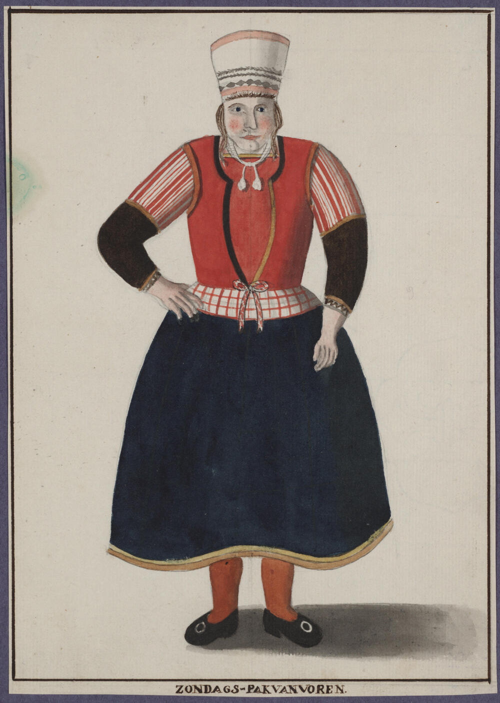 Vrouw in zondagse dracht, Marken, 1800–1900
