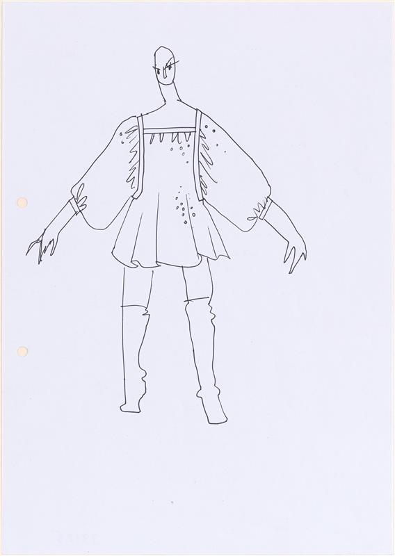 ontwerptekening bij groene pailettenjurk uit Freedom Collection
