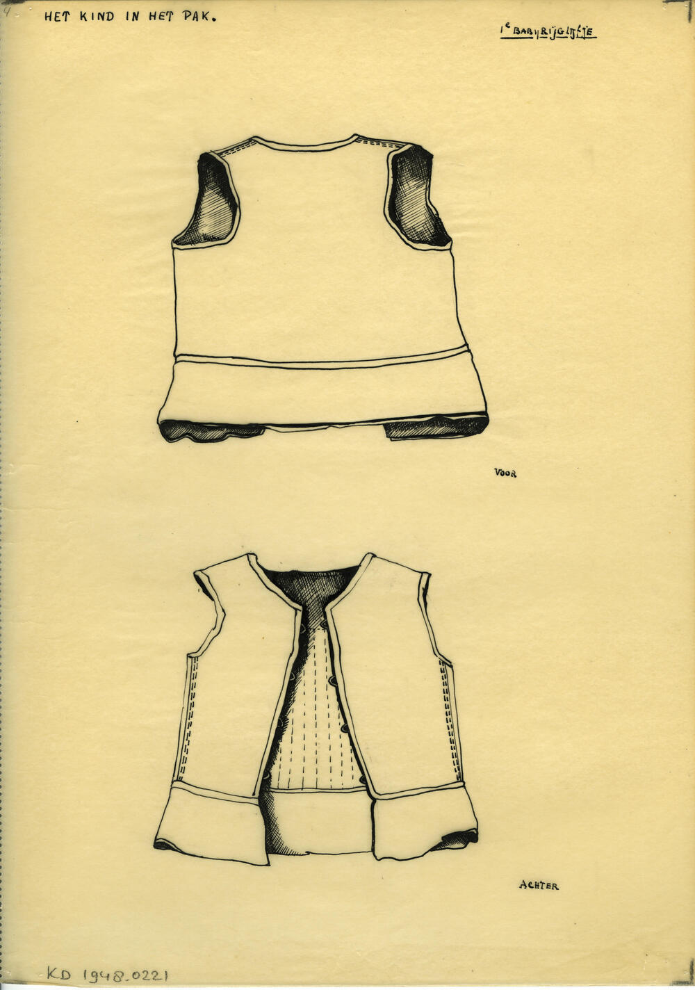 Tekening van een babyrijglijfje, Marken