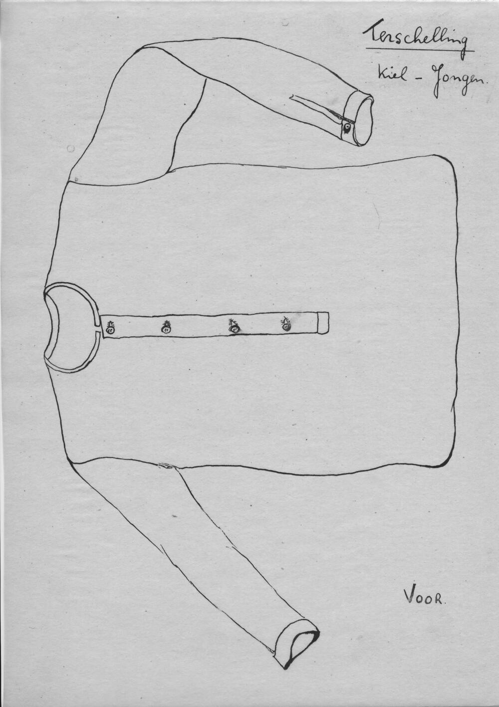 Tekening van een jongenskiel, Terschelling