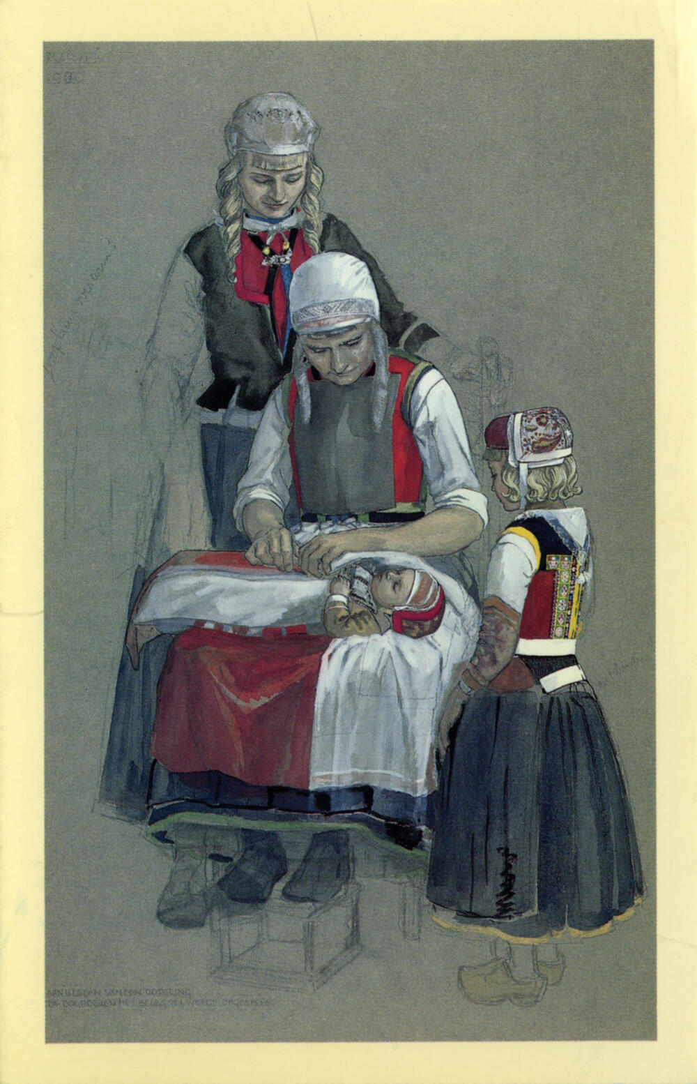 Aankleden van een dopeling, Marken circa 1930