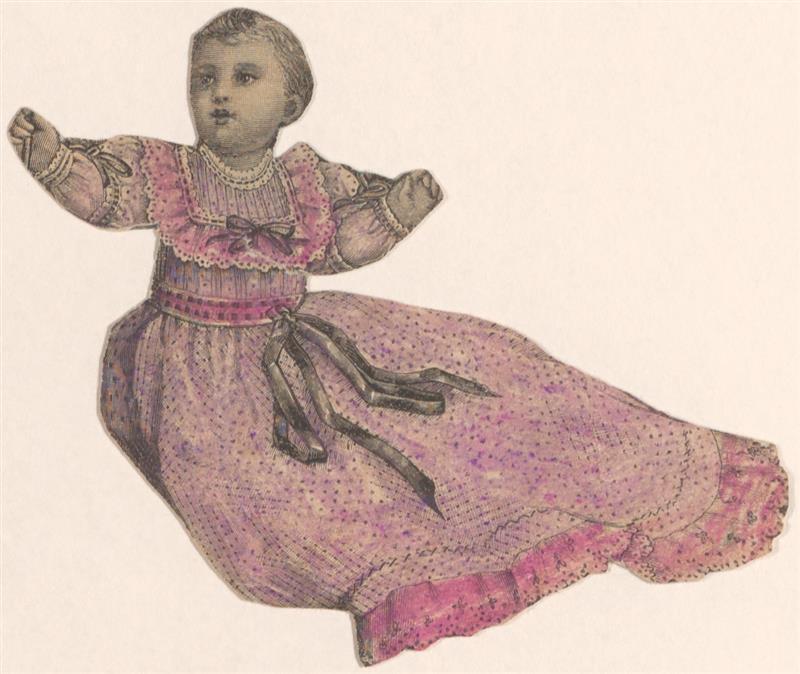 Vel met opgeplakte modebladknipsels van ca. 1890-1910