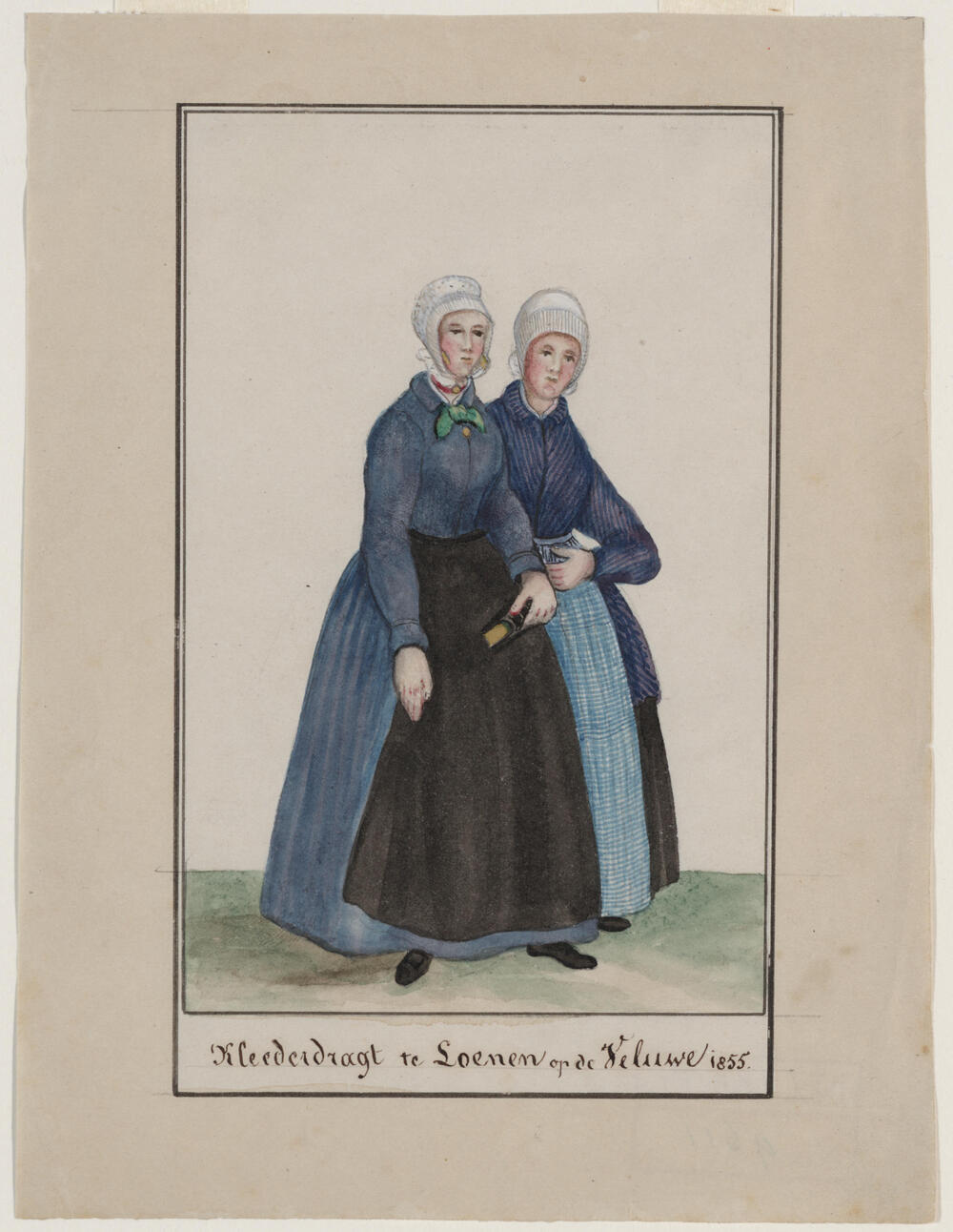 Twee vrouwen in dracht, Loenen, 1855