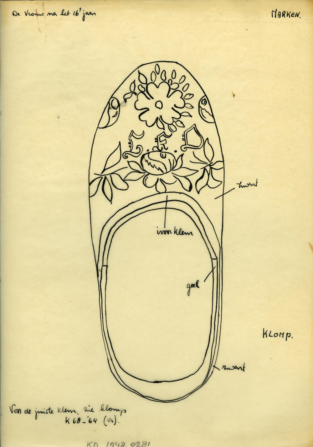 Tekening van een klomp, Marken
