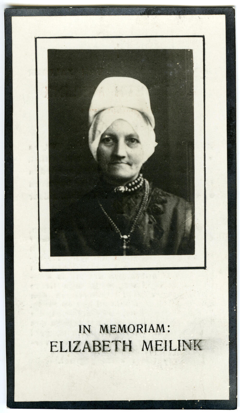 Bidprentje van Elizabeth Meilink, 1933