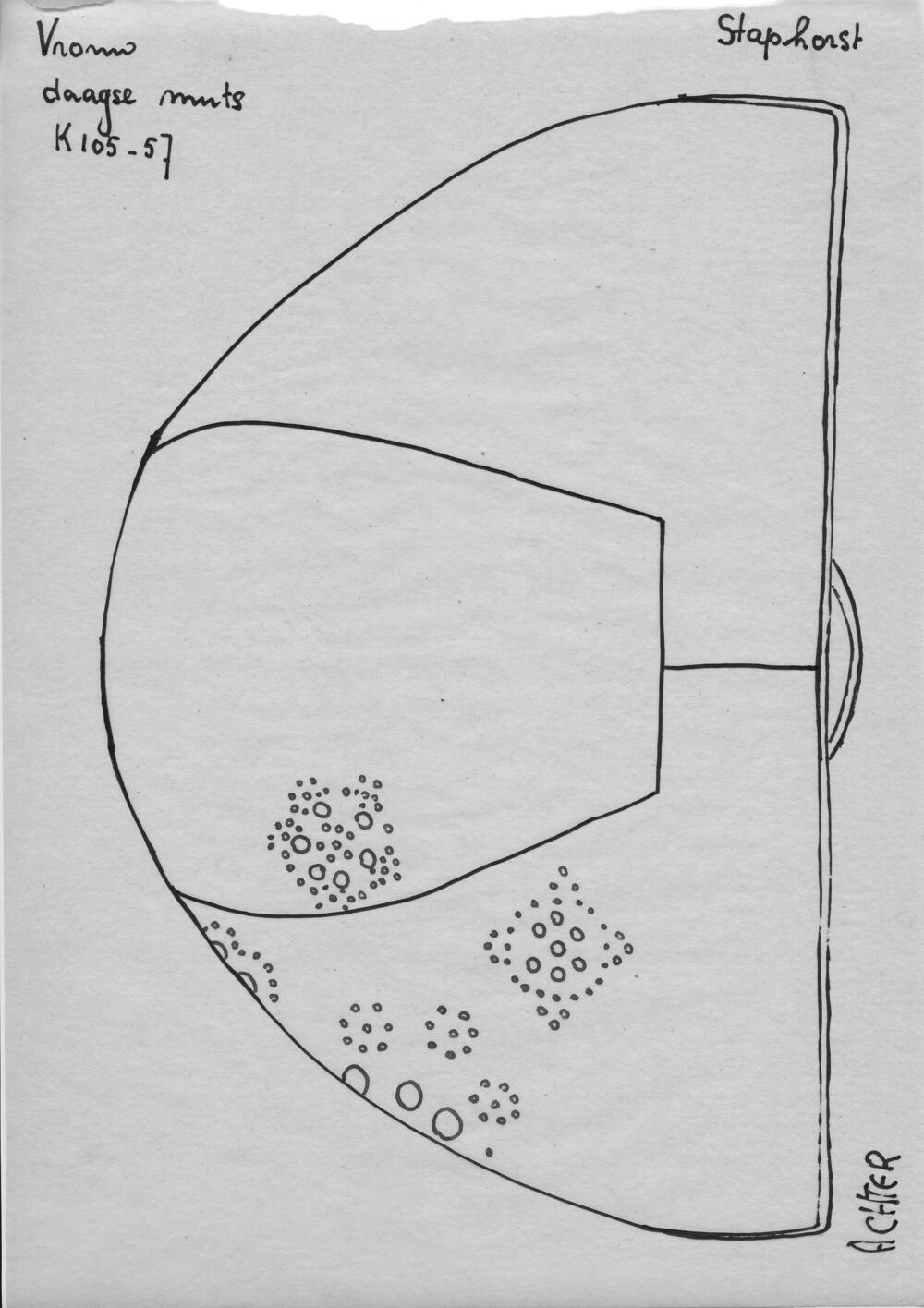 Tekening van een daagse muts, Staphorst