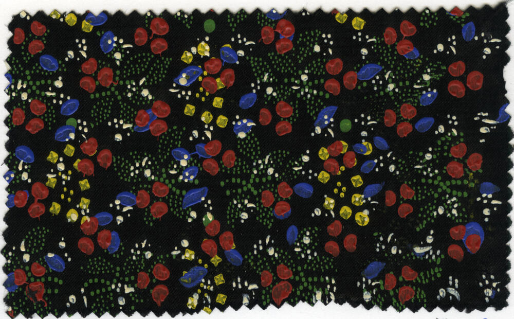 Zwart satijn met meerkleurig stipwerk, Staphorst, 1900–1980