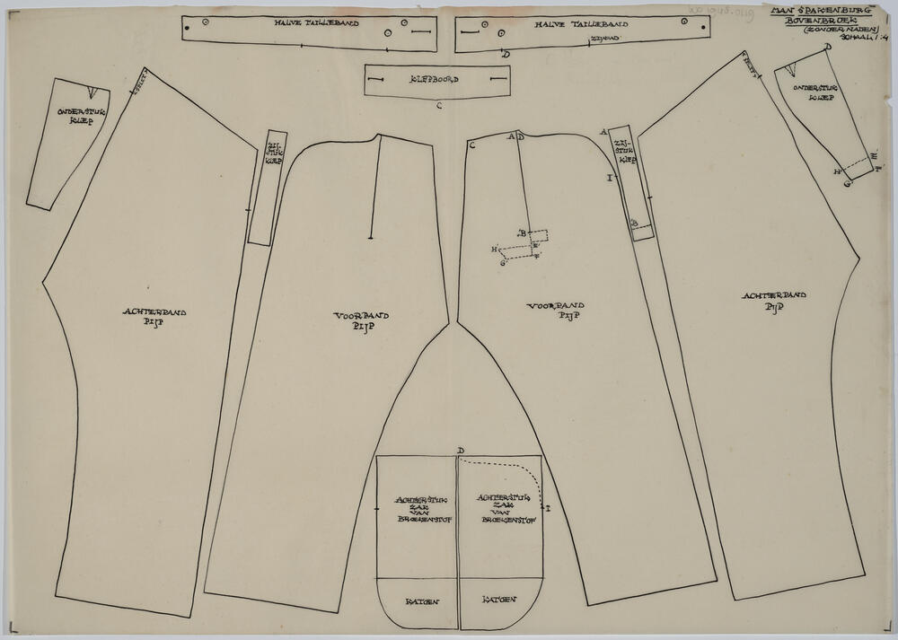 Patroontekening bovenbroek, man Spakenburg