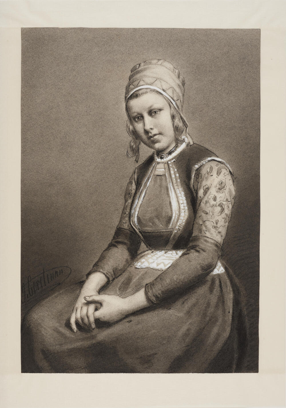 Vrouw in streekdracht van Schokland, 1875–1926