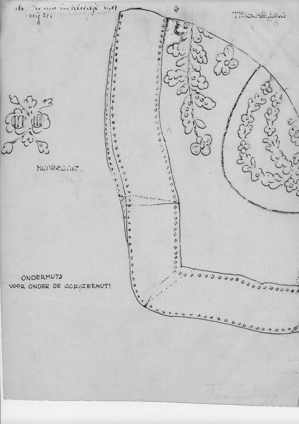 Tekening van een ondermuts, Terschelling