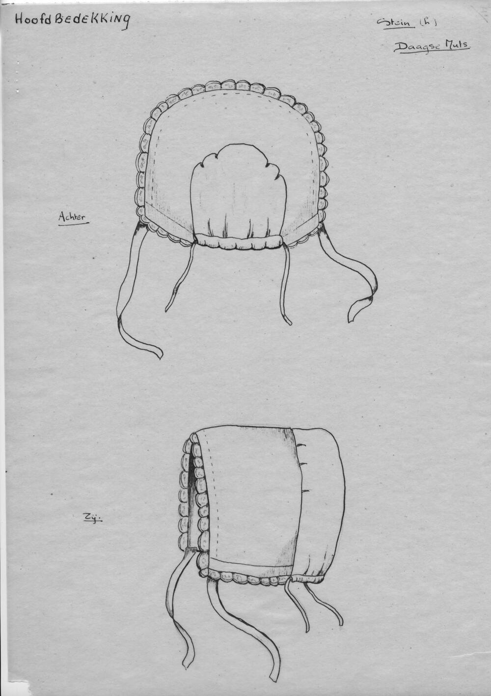 Tekening van een daagse muts, Stein