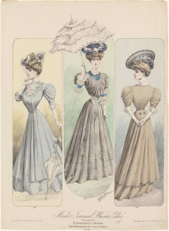 Modeprent (japonnen nrs. 1720, 1721, 1722) uit Mode Journal Wiener Chic